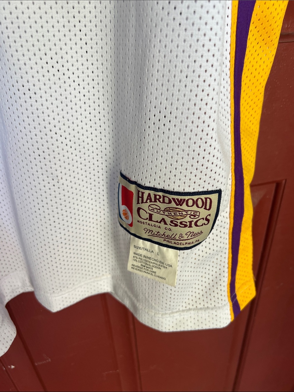 Kobe Bryant Mitchell & Ness White Lakers #24 Mesh Jersey with Purple and Yellow - Picture 4 of 8